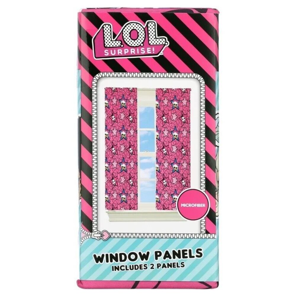 L.O.L. Surprise! Kids 2 Piece Light Filtering Bedroom Curtain Set, 63" Length, P